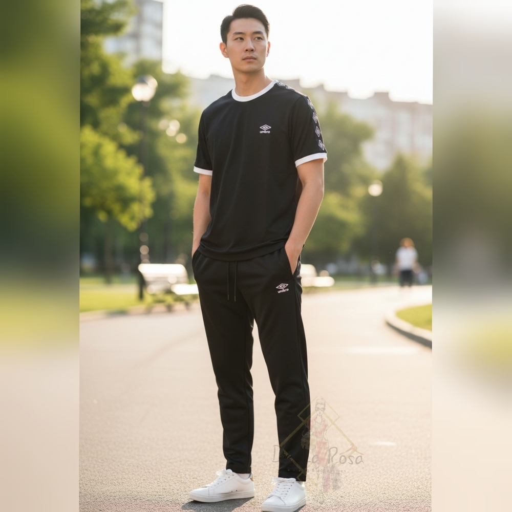 Umbro Men's Black Tracksuit / Loungewear Set with White Trim- NWT -